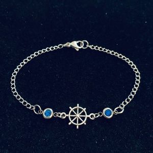 Nautical Ship’s Wheel bracelet with rhinestones